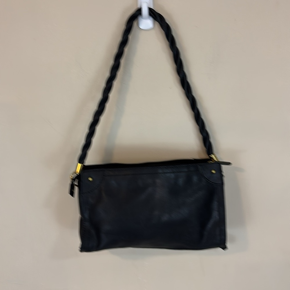 Madison Studios Vegan Leather Black Purse Handbag with Twisted Handle